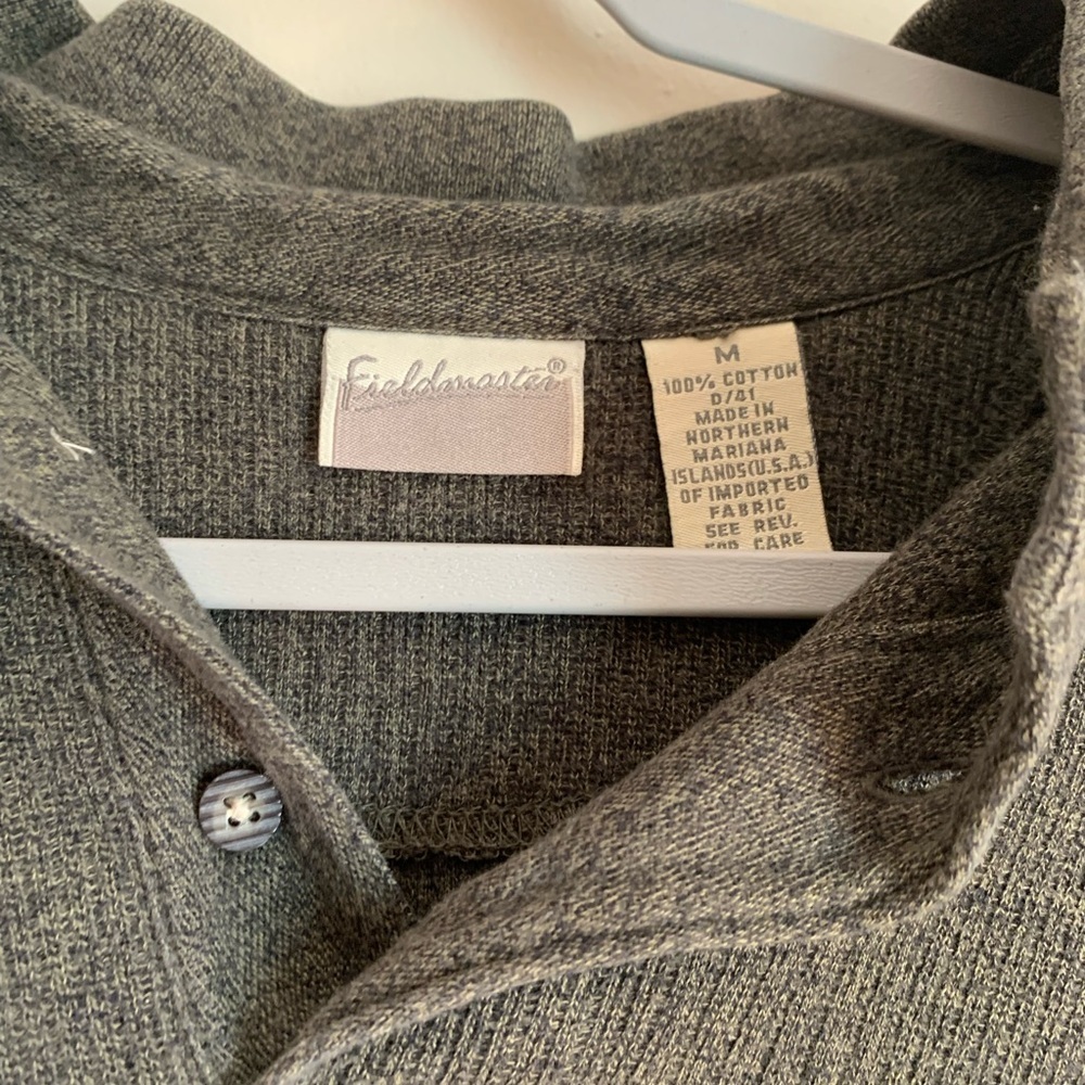 Fieldmaster Mens Top Shirt Long Sleeve Winter Fall Size M Green Grey Pullover - Picture 3 of 3